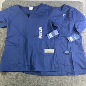 Lot of 2 NWT Womens Navy Medium Cherokee Original and Revolution Scrub Tops